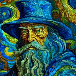 a portrait of a mystical wizard by Van Gogh