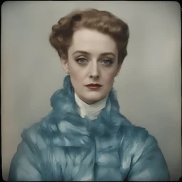 Actress bette davis, blue, autochrome, plastic puffy jacket