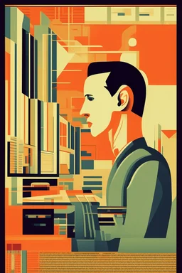 bauhaus illustration software developer working poster cassandre big poster portriat. epic