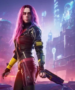 Billie Eilish, in stockings, cyberpunk2077