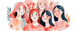 Happy women group for International Women’s day , watercolor style illustration by Generative Ai