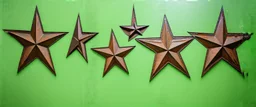 these shapes embossed in rusty metal star on smooth contrasting background