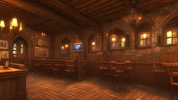 inside a medieval pub in a busy town