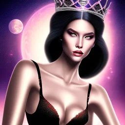 black long hair queen lady bra under the Stars