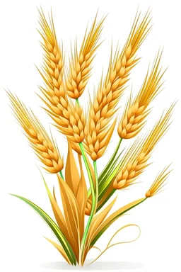 Full picture art for one wheat , white background, cartoon style, no shadows.