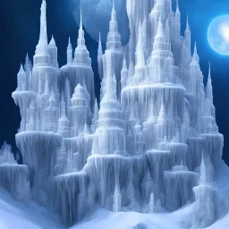 transparent crystal ice castle, rabbits, ice mountain, crystal, ice crystal