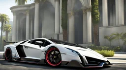 GTA 5 Enus Paragon R MANSORY Fused with Lamborghini Veneno, Super Detailed, desktop wallpaper, 4K, Rear View