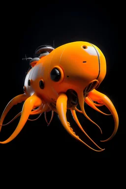 a space ship that look like a squid that has the color orange