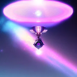 ufo grande luminosa, cristalli luminosi, SWANN, cielo rosa blu, pieno di dettagli, sole liscio e luminoso ， atmosfera di luce soffusa, effetto luce ，