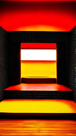 point of view of the entrance gate of hell in the style of Donald judd