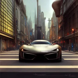 masterpiece wallpaper of modern car, shinny metal, city, low angle, intrincate, elegant, highly detailed, digital painting, artstation, concept art, smooth, sharp focus, illustration, art by artgerm and greg rutkowski and alphonse mucha, 8k