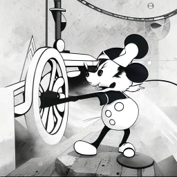 El ratón mikey chibi, colores rojo, negro, azul y blanco