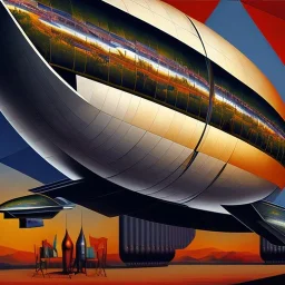 cubist painting of a zeppelin