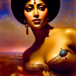 Drawing of beautiful face,busty 'cleopatra',sweet stare,throne,hieroglyphics,balanciaga fashion clothe painting by gaston bussiere, greg rutkowski, yoji shinkawa, yoshitaka amano, tsutomu nihei, donato giancola, tim hildebrandt, oil on canvas, cinematic composition, extreme detail,fit full head inside picture,16k