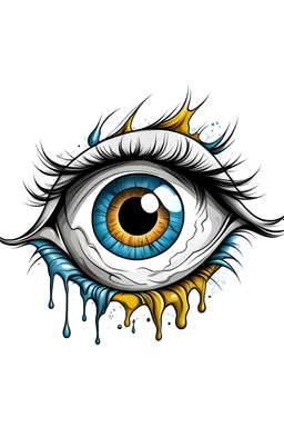 2D art for one eye , white background,, cartoon style, no shadows.