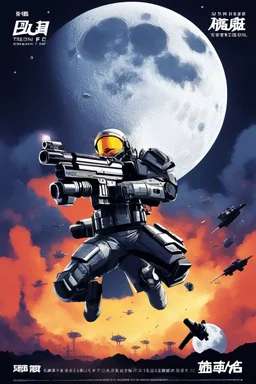 Poster of the GUN-FU international competition of September 2025. Location: the Moon Main illustration is a high res photo by John Woo
