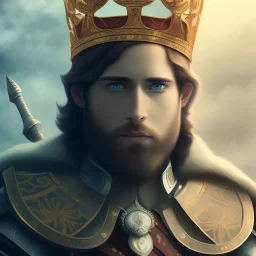 Portrait of KING ARTHUR with crown and mid-12th century armor.extremely detailed face,crystal clear Big eyes,perfectly centered image,intricate detail.,studio ghibli, korra character, style.