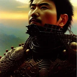 portrait of 'akira(1988)',ancient japanese armor, painting by gaston bussiere, greg rutkowski, yoji shinkawa, yoshitaka amano, tsutomu nihei, donato giancola, tim hildebrandt, evan lee,oil on canvas, cinematic composition, extreme detail,fit full head inside picture,16k