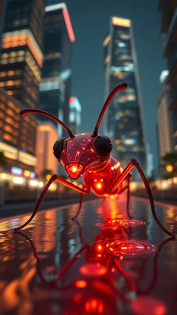 motion blur, high speed transparent ant nose glowing neon glitch train space thrusters above sky scrapers in fountain in the style of Escher, bokeh like f/0.8, tilt-shift lens 8k, high detail, smooth render, down-light, unreal engine, prize winning