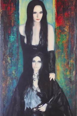 Full body portrait, painting, medium shot lady MidwestGothic