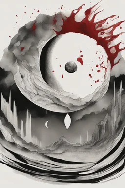 Abstract drawing of the moon and blood