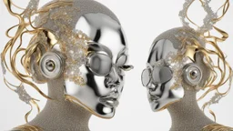 art from the 'art of control' collection by jasper harvey, in the style of futuristic optics, silver and gold, detailed facial features, swirling vortexes, 8k 3d, whimsical cyborgs, made of crystals --ar 150:187 --s 750 --v 5. 2 --style raw