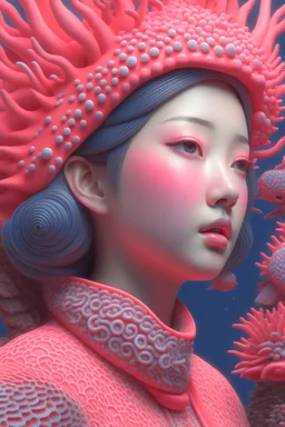 Coral animal , 3d 4k octane render, lifelike, photorealistic, artstation, illustration, smooth, sharp focus, ornate, intricate, complex, highly detailed, digital painting, smooth, art by tom bagshaw, akihiko yosh