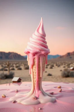 Time melting like bubble gum ice cream, dolls dripping, surreal desert landscape