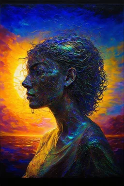 the truth that calls from the shadow; Neo-surrealism; Optical Art; golden hour; iridescent; controversial; supremely detailed; stupendous