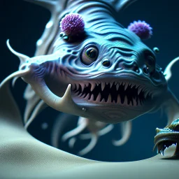 fluid ink angler fish creature, unreal engine 5, 8k resolution, photorealistic, ultra detailed