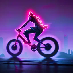 photo of a ninja riding a bike; in an alternate universe in tokyo; cyberpunk; realistic; rain; neon signs