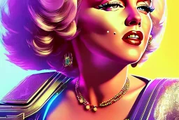 Marilyn Monroe, smokes a cigarette, cyberpunk2077, photorealistic illustration, 4k