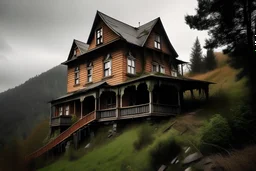 horror two-story house on a mountain color in the mountain that didn’t look naturally animated
