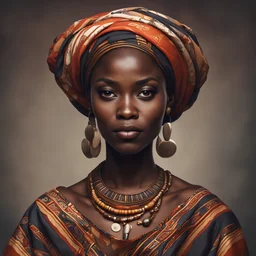 dnd, portrait of dark skinned woman in African traditional cloth