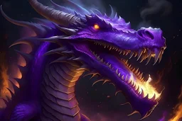 generate a picture of a purple dragon that fire is coming out of his mouth.