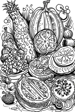 food sketch and fruit kids coloring page