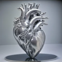 stainless steel sculpture of human heart formed by human bodies