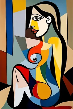 abstract paint pablo picasso nude woman, oil on table, face