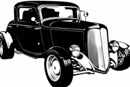 black 1932 ford, black line drawing on white