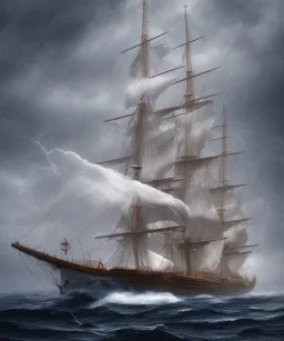 tall ship, storm, full sail, clear skies, mild seas