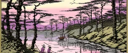 A light purple poisonous swamp painted by Utagawa Hiroshige