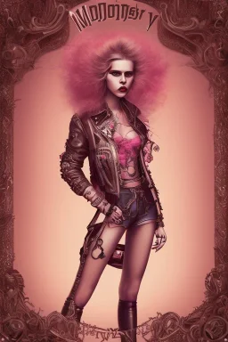 Danish Singer MØ in style steampunk, pink tones, high lighting