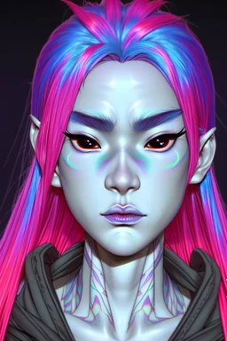 asian androgynous person, in 80's comic illustration, piercings,rainbow hair, androgynous look, epic colour treatment, cinematic colour treatment, meticulously intricate perfectly symmetrical extremely detailed, pixiv daily ranking, pixiv, extreme depth of field, artstation, spectacular details, volumetric lighting, masterpiece, cinematic, Hollywood production, 8k resolution, high definition, max octane render, vivid colors, max resolution, max perfectionism, realistic composition, professio