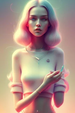 isometric clean art of super cute girl,soft lighting, soft pastel gradients, high definition, 3d icon clay render, blender 3d by Alexander Jansson