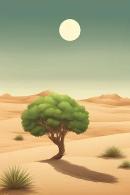 A tree growing in a desert illustration