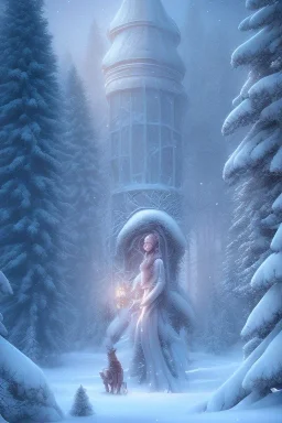 Wintertime Wonderland a Beautiful Hyperrealistic Digital Graphic in the Style of Charlie Bowater Julia Fox Monica Lee and Camilla D'Errico