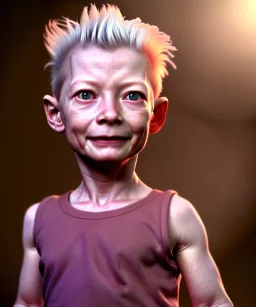 Tilda swinton toddler, full body, dramatic lighting, hyper realistic