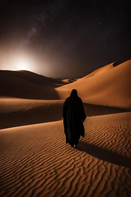 Photography Mistery of Ghost Arab,Walking alonely on desert dark night