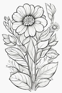 outline art for cute flower coloring pages with which, White background. sketch style, clean line art, white background, no shadow and clear