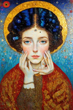 the relationship between creative passion and carnal passion; Klimt; Kandinsky; Golden Hour; Iridescent; Controversial; Supremely Detailed; Marvelous; Whimsical